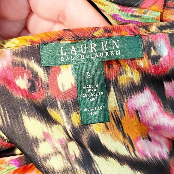 Ralph Lauren 100% Silk Paisley Matching Blouse and Midi Skirt Set Orange Small - Picture 4 of 13